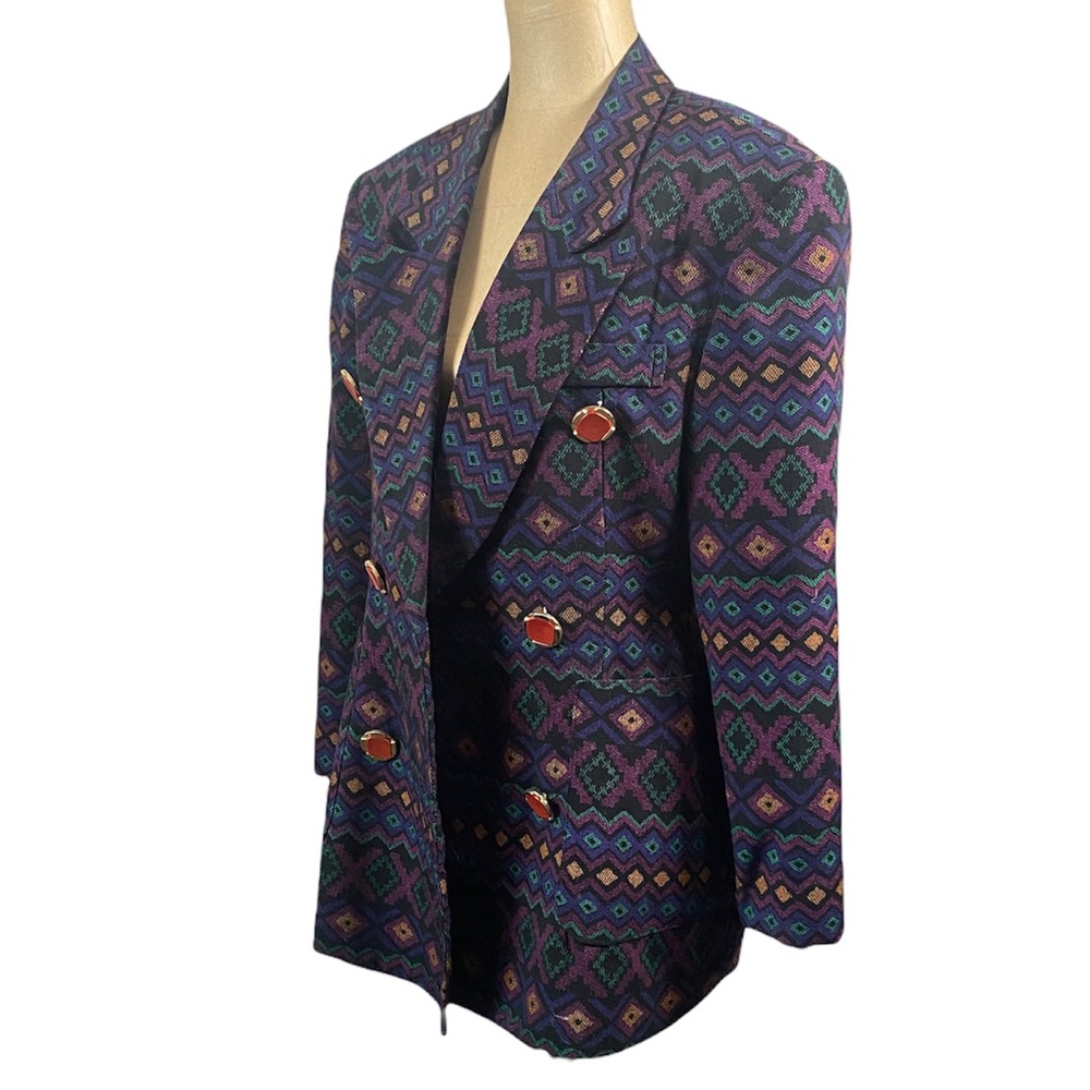 Vintage Structured Patterned 80’s Style Jacket - image 3